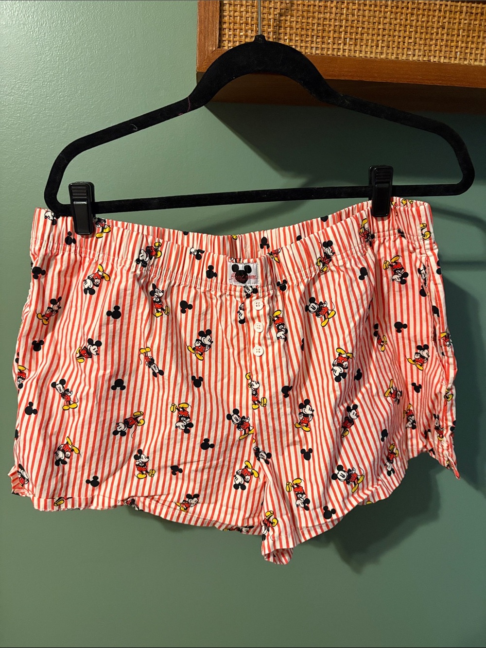 Women’s Pink Striped Cartoon-Print Boxer Shorts